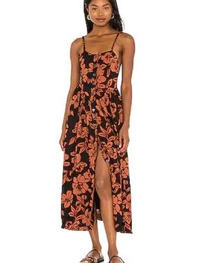 Free People - The Perfect Sun dress in black and orange size Small NWT 🛍️